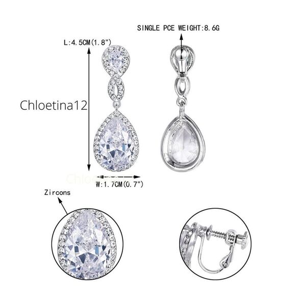 NEW Austrian Crystal Silver Wedding Earrings - Picture 3 of 9